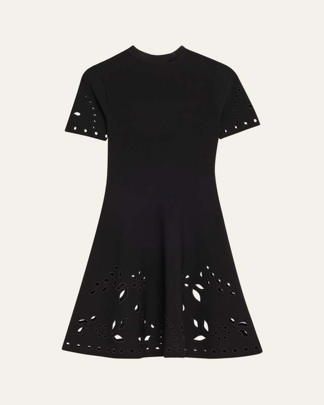 Fania Short-Sleeve Eyelet Mini Dress